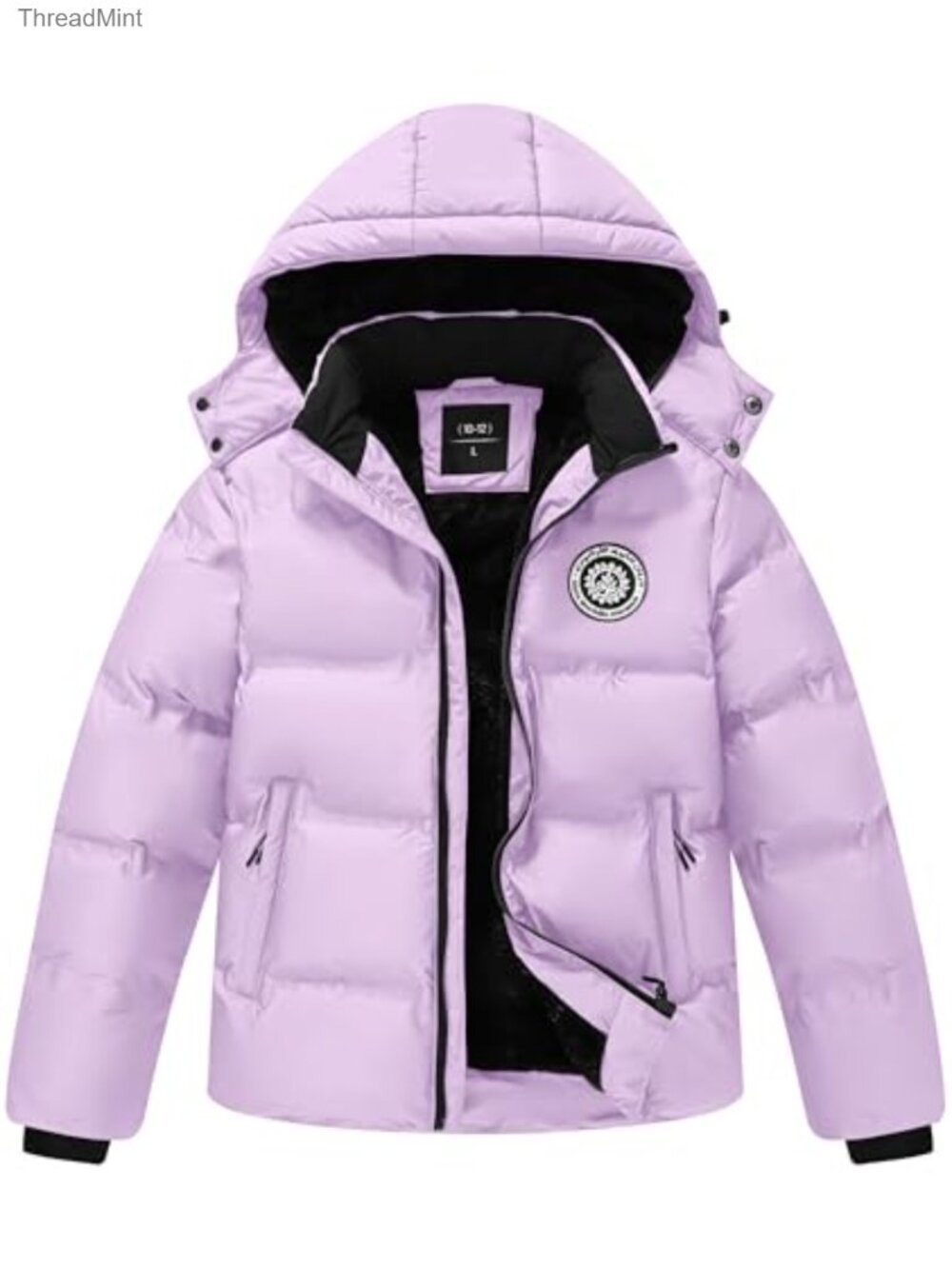 Kids Winter Jacket Quilted Puffer Coat Detachable Hood Warm Fleece Windproof
